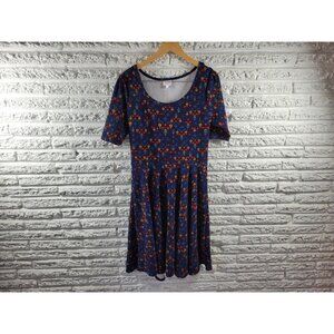 LuLaRoe Womens XL Red Geometric Fit & Flare Asymmetric Knee Length GEO147E